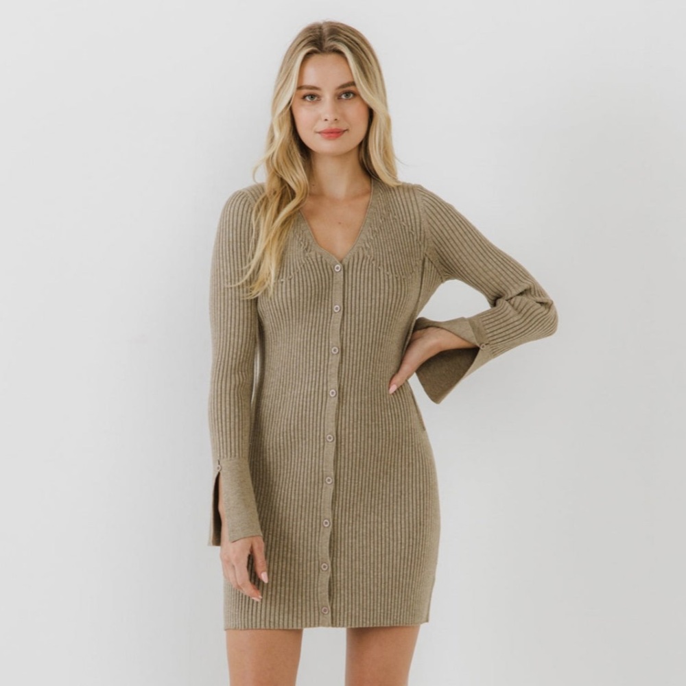 Free the Roses: Button up corset detail knit dress